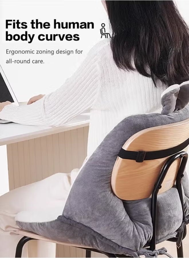 Chair Cushion Comfortable Office Seat Cushion Integrated Recliner Chair Seat and Backrest Cushion with Fixing Band One Seat Cushion Non Slip Seat Cushion for Home Office Plush PP Cotton Chair Cushion Back Support Cushion - Image 5