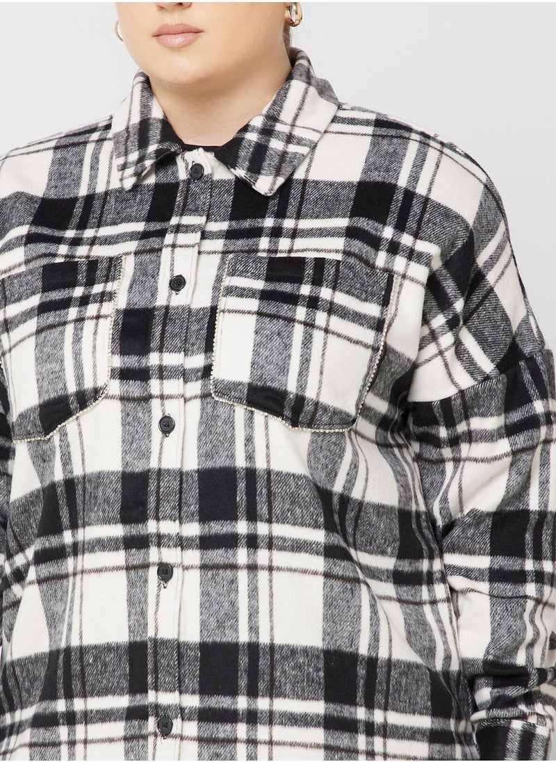 Only Carmakoma Checked Pocket Detail Shirt  - Image 3