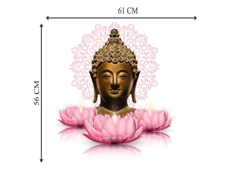 DivineDesigns PVC Vinyl Buddha Lotus Flowers Wall Sticker for Living Room Bedroom Office and All Type Wall Decoration (22X22) INCH Pack of 1 - Image 3
