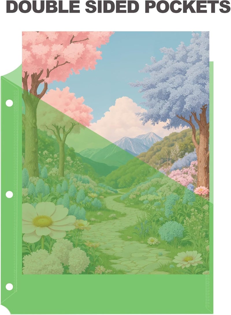 Seashell 25 Pack Poly Translucent Slash File Jacket,3 Hole Punch Binder Organizer Pockets,Letter Size, Assorted Colors,Plastic Binder Pockets Sleeves - Image 4