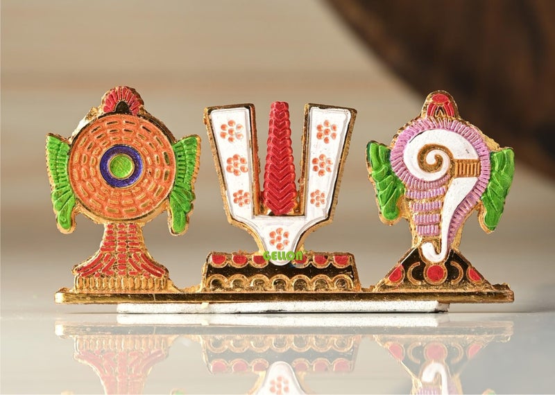 Gellon Tirupati Shankh Chakra Namah for Table Décor with Antique Decorative for Car, Home, Office, Room, Showpiece Figurines, Religious House Warming (Multicolor) (Multicolor) - Image 1