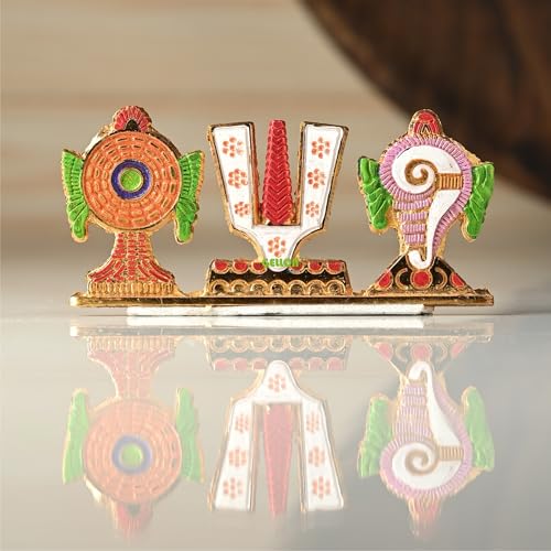 Gellon Tirupati Shankh Chakra Namah for Table Décor with Antique Decorative for Car, Home, Office, Room, Showpiece Figurines, Religious House Warming (Multicolor) (Multicolor) - Image 4