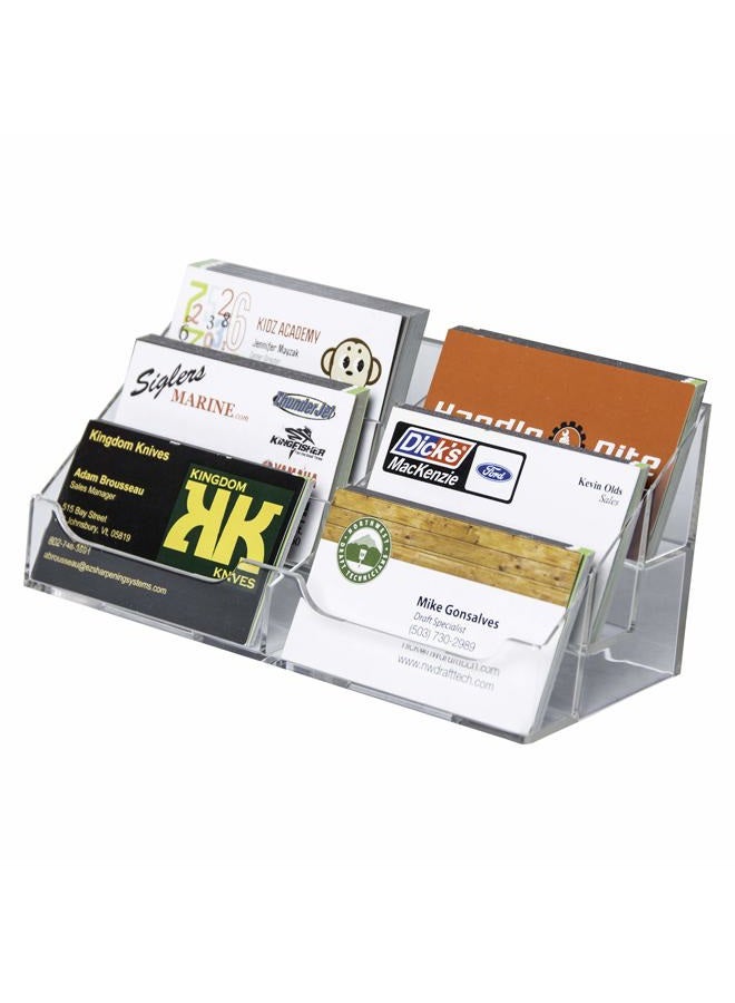 Clear-Ad Clear Acrylic Horizontal 6-Tier Business Card Holder for Desk 3.5x2 - Multiple Plastic Countertop Business Card Organizer - Desktop Multi Business Cards Display Stand (Single Pack) - Image 1