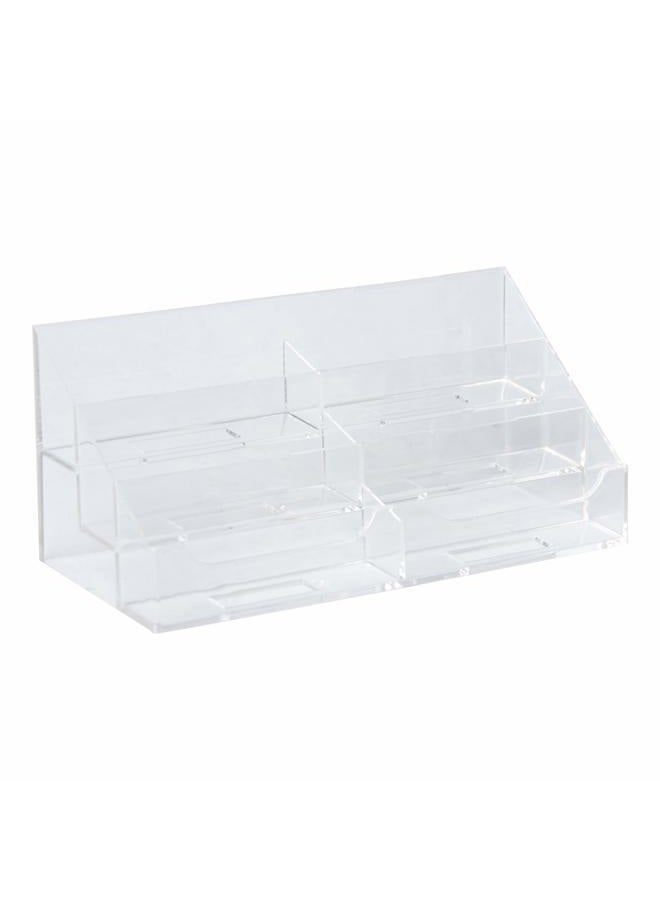 Clear-Ad Clear Acrylic Horizontal 6-Tier Business Card Holder for Desk 3.5x2 - Multiple Plastic Countertop Business Card Organizer - Desktop Multi Business Cards Display Stand (Single Pack) - Image 2