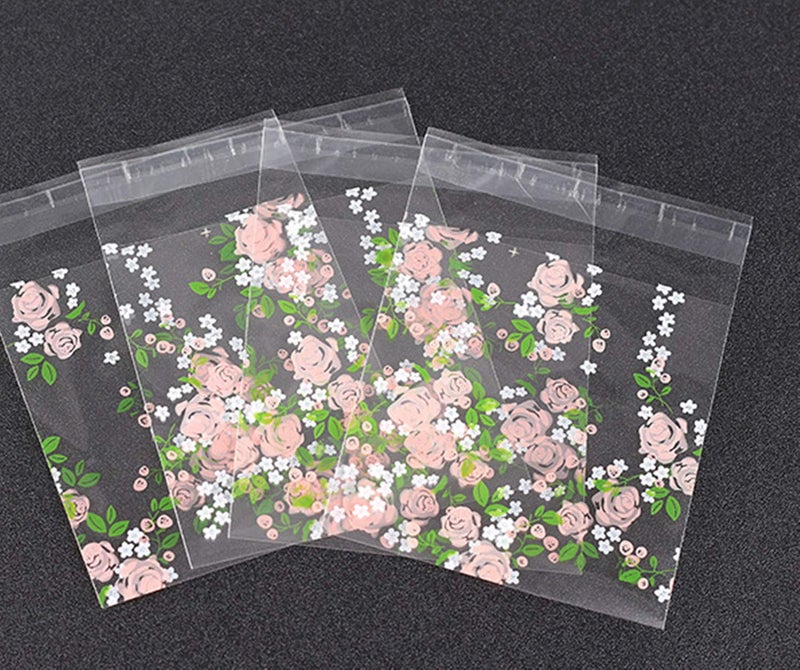 Orange 200 Pieces Self Adhesive Cookie Bags Candy Bags Party Favor Bags Treat Bags gift bag Rose