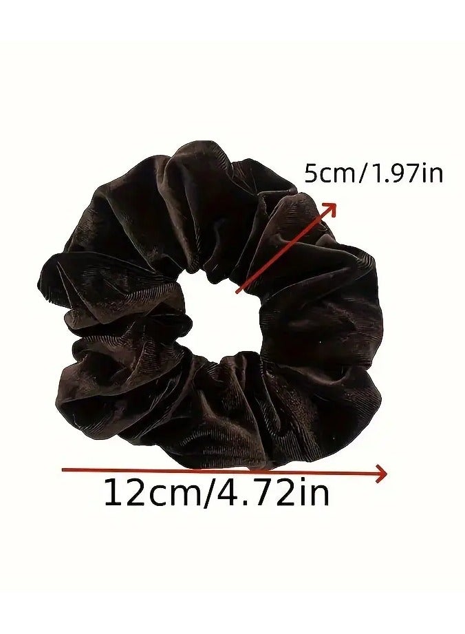Ucanbe 4pcs Bohemian Style Velvet Hair Ties - Soft Elastic Ponytail Holders with Black Bow, Solid Color Floral Design for Women, Perfect for Running & Autumn/Winter Hairstyles, Autumn Winter Accessories | Plush Hair Bands | Scalloped Edges Design, Hair Accessories - Image 4