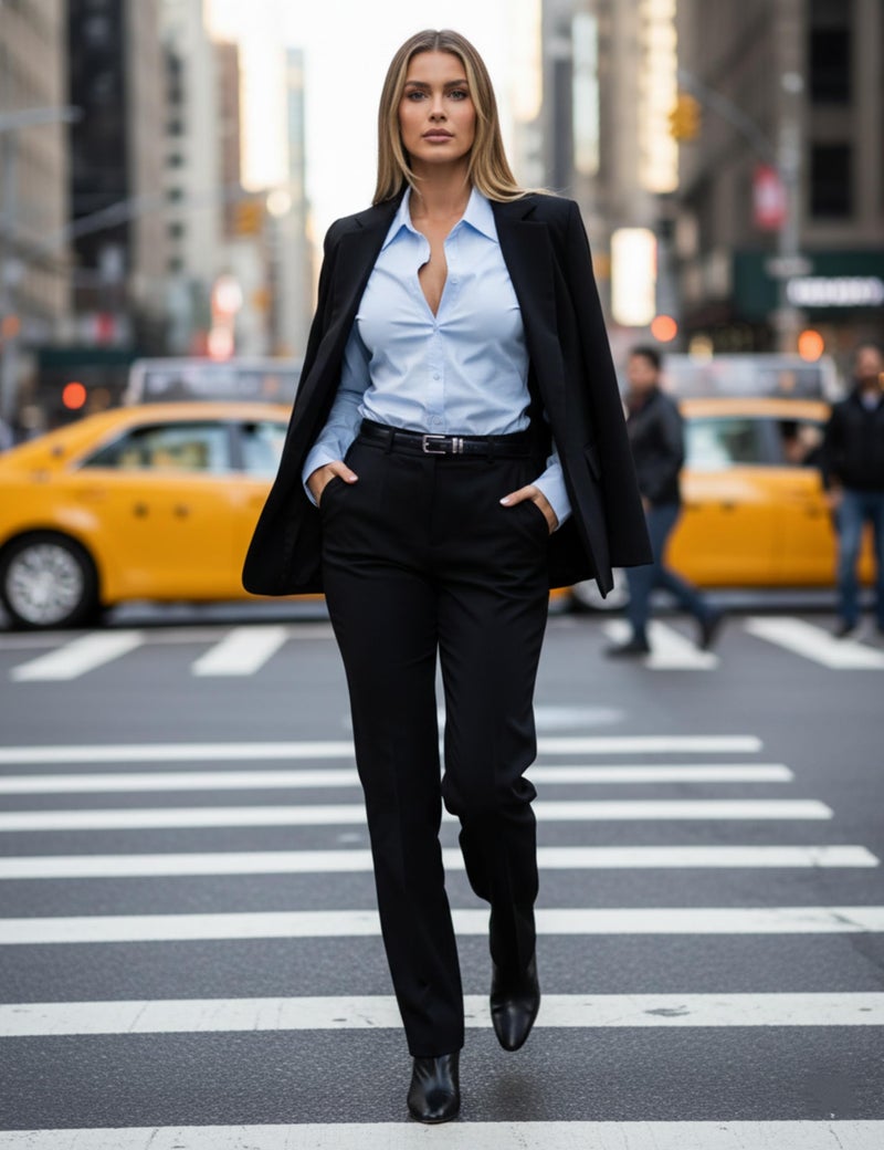 HOCANDY Women Long Sleeve Button Down Shirt Tie Back Cinched Waist Lapel Collar Corset Blouse Work Casual Dressy Tunic Shirt Sky Blue - Image 4