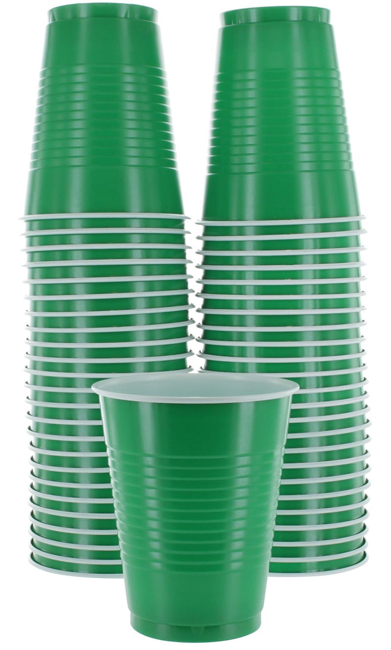 Amcrate Disposable Plastic Cups Green Colored Plastic Cups 18Ounce Plastic Party Cups Strong and Sturdy Disposable Cups for Party Wedding Christmas Halloween Party Cup 50 Pack