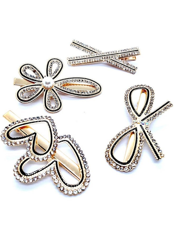 Blubby Korean Elegance Pearl Metal Hair Clips & Barrattes for Women Girls - Contemporary Hair Accessories with Graceful Design - Fashionable Styling for Various Occasions, Pack of 4 - Image 1