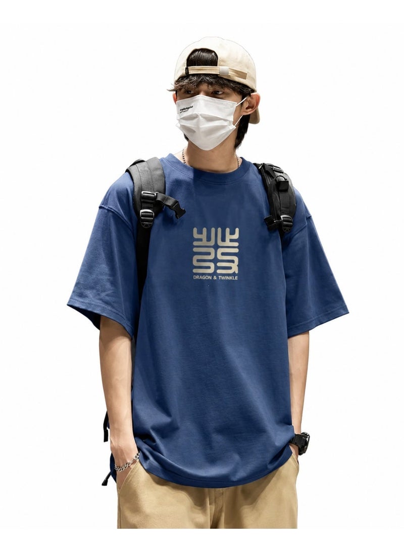 Super large size pure cotton letter print short-sleeved T-shirt men's summer fashion brand trendy 2-150 kg men's half-sleeved top - Image 1