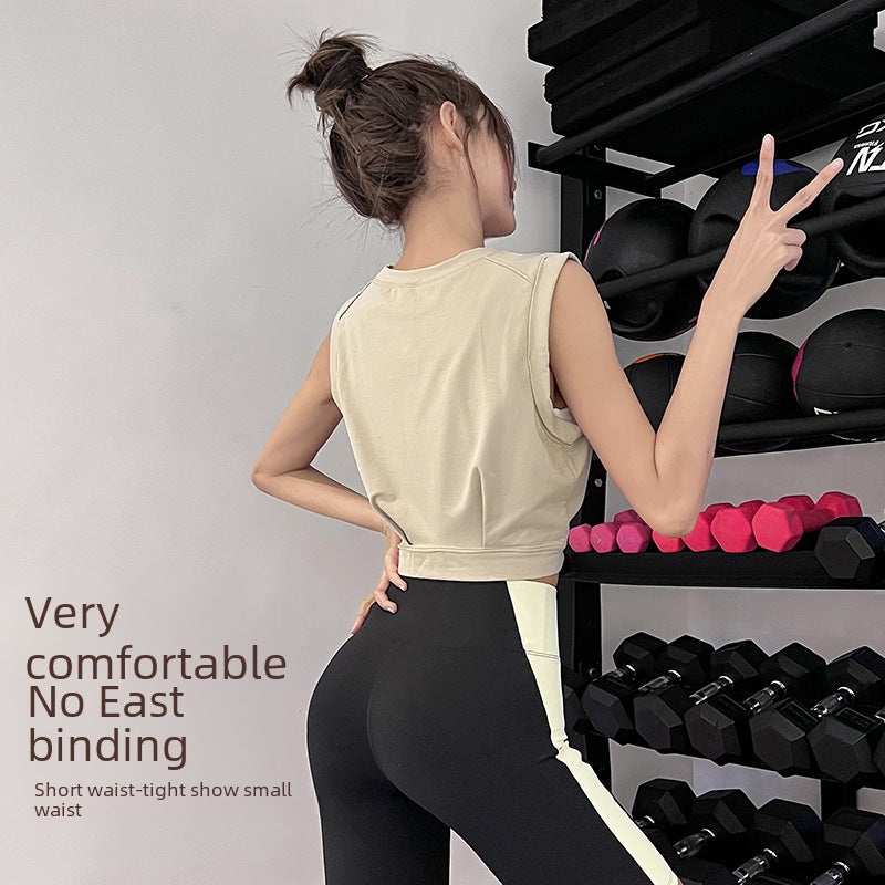 Generic Sleeveless Sporty Yoga Crop Top Breathable Running Tank for Women Black  - Image 4