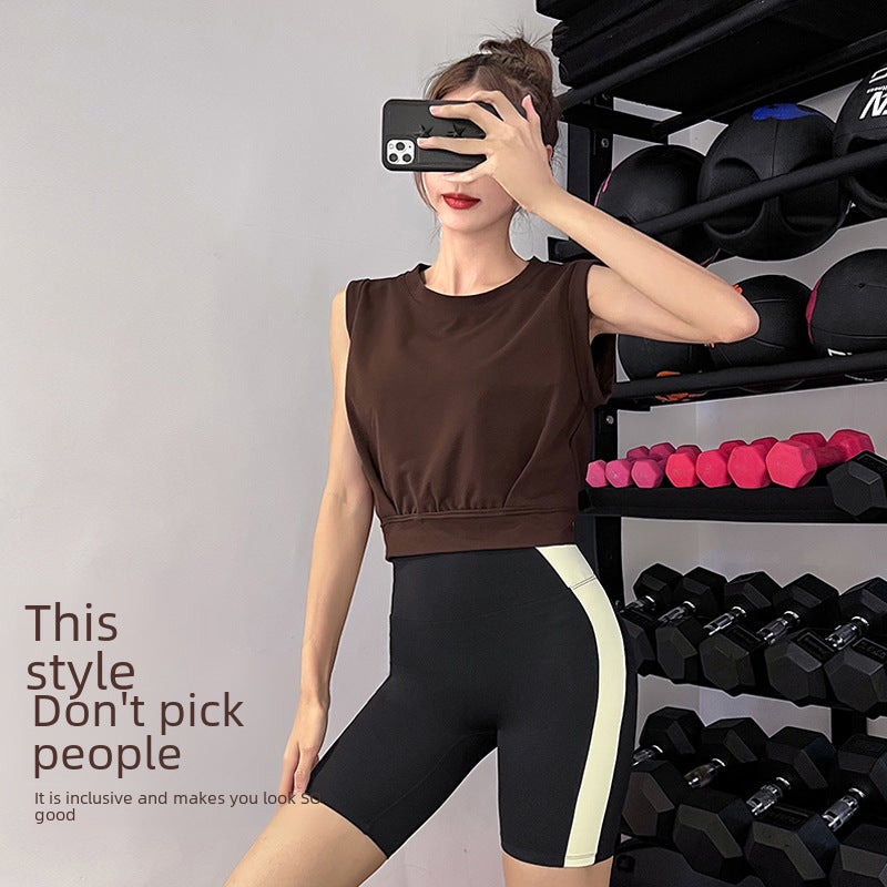 Generic Sleeveless Sporty Yoga Crop Top Breathable Running Tank for Women Black  - Image 5