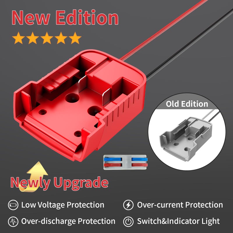 Kzreect Battery Adapter with Switch, Over-Discharge Protection, Compatible with Milwaukee 18V Battery,Converter for DIY Rc Car Toys Robotics and Truck, 12 AWG Wire, 1 Pack - Image 3