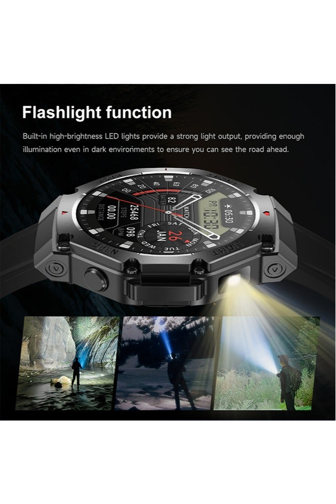 رولستيمي ساعة ذكية للرجال ، 1.53 " هد/410 مللي أمبير بطارية الساعات الذكية مع مصباح ليد جيب لالروبوت دائرة الرقابة الداخلية اللياقة البدنية المقتفي مع تتبع النوم ، الفضة الصلب - Image 3