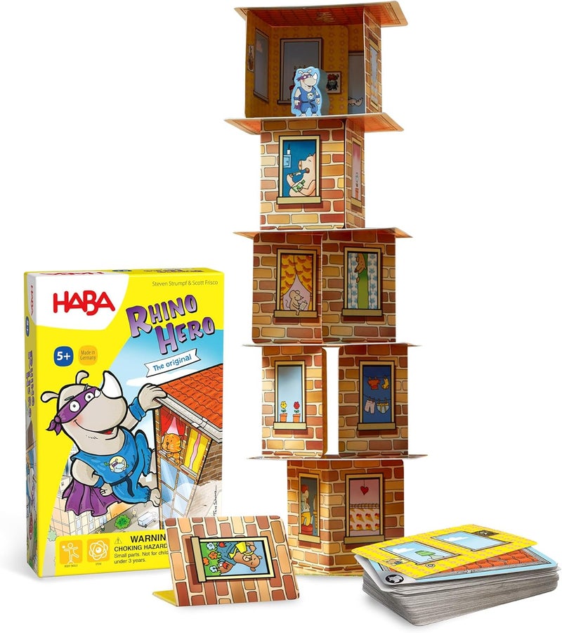 HABA Rhino Hero: A Heroic Stacking Card Game for Ages 5 and Up - Image 1
