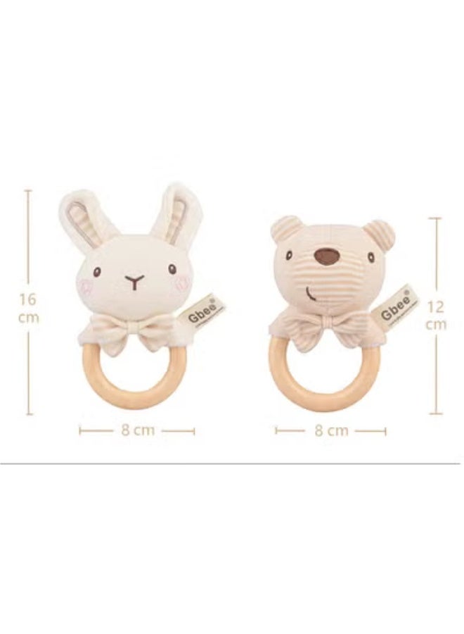 جبيه طقم ألعاب خشخيشات من القطن العضوي مصنوع من مواد عالية الجودة للأطفال، ألعاب تعليمية للأطفال الرضع - Image 2