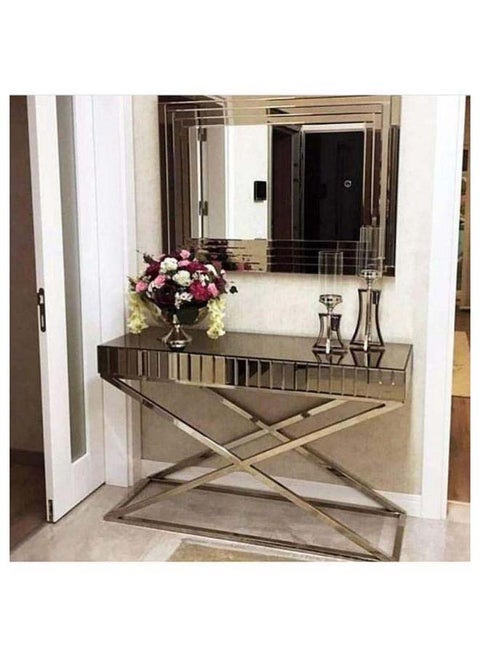 Contemporary Glass-Front Console Table By Alhome 120x35x100 cm