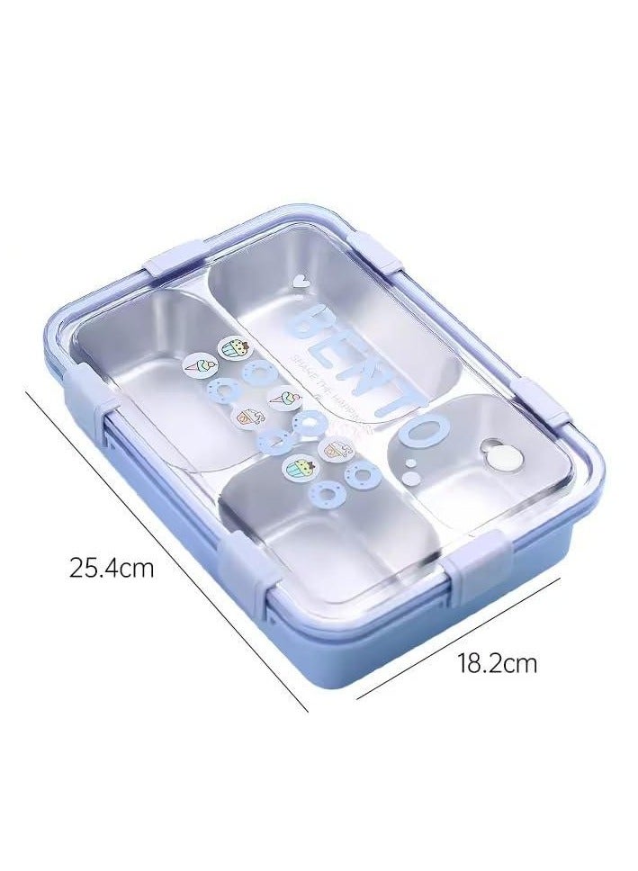 Laxon 7092 Bento stainless steel lunch box 850ml 4 Compartment with spoon - Purple  - Image 2