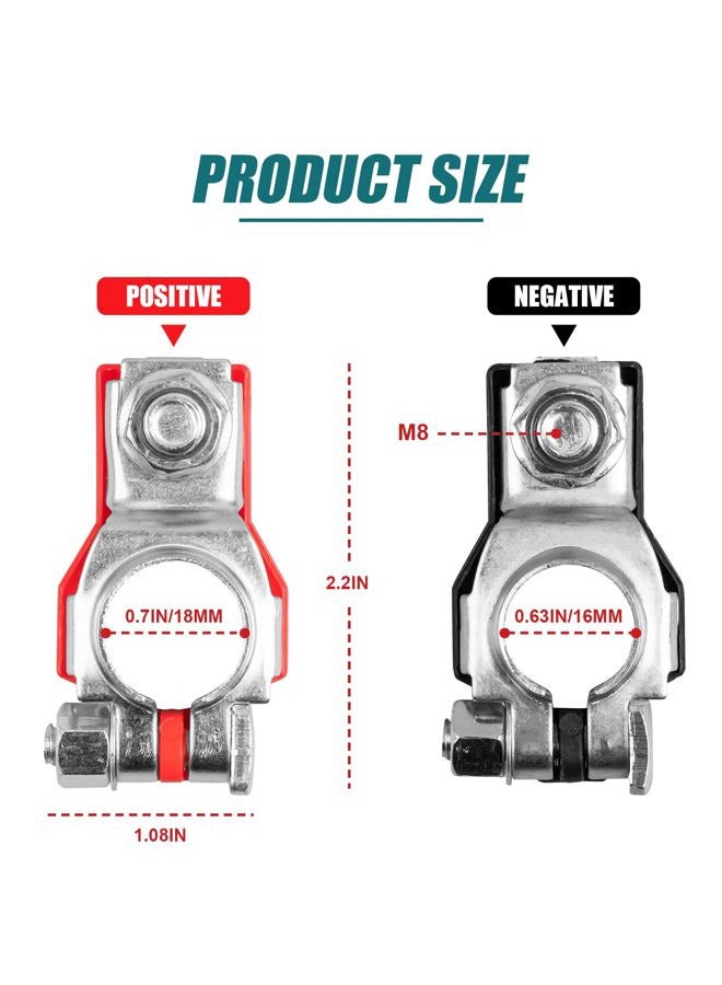 Aikyciu Battery Terminal Connectors, Corrosion-Resistant Positive and Negative Battery Terminals Compatible for SUV Van Motorcycle, Pure Copper Tinned - Image 3