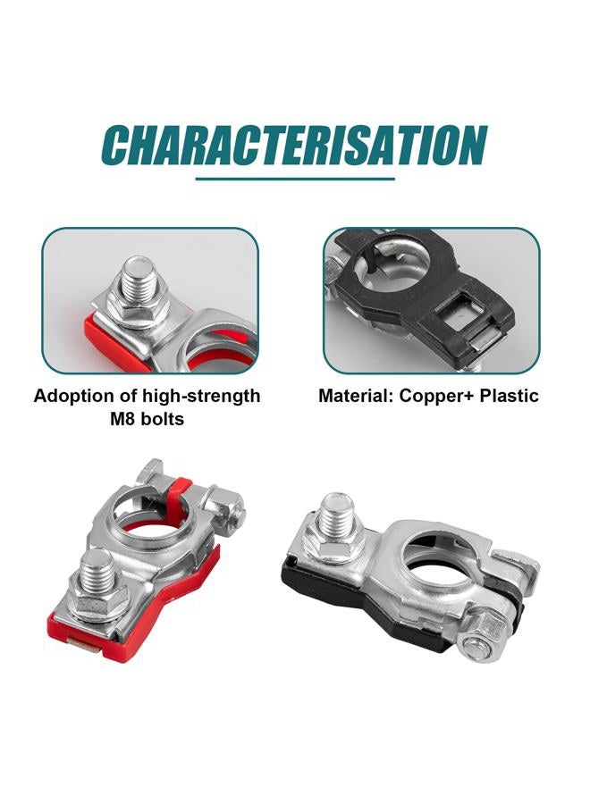 Aikyciu Battery Terminal Connectors, Corrosion-Resistant Positive and Negative Battery Terminals Compatible for SUV Van Motorcycle, Pure Copper Tinned - Image 2