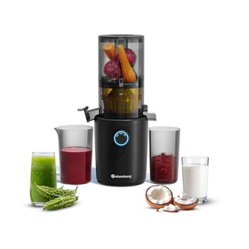 Home cold press juicer for fruits, veggies, coconut milk stainless steel body black 40 RPM high nutrition extraction, intelligent auto reverse, XL hopper, easy clean safety features - Image 1