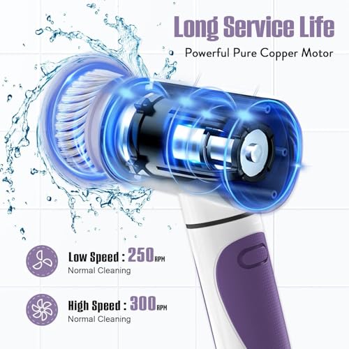 Shatanuvart Export Electric Spin Scrubber, Electric Cleaning Brush Scrubber with 4 Replaceable Cleaning Heads, Handheld Electric Power Shower Scrubber Rechargeable Scrub Brush for Cleaning - Image 3