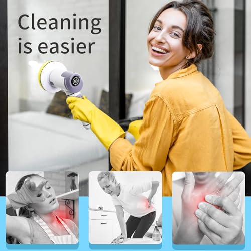 Shatanuvart Export Electric Spin Scrubber, Electric Cleaning Brush Scrubber with 4 Replaceable Cleaning Heads, Handheld Electric Power Shower Scrubber Rechargeable Scrub Brush for Cleaning - Image 2