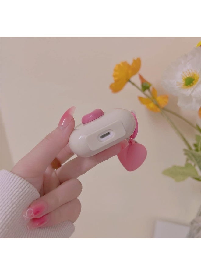 AirPods Pro2 Case, Airpods Pro 2nd Generation Pink TPU 3D Heart-shaped Case Cover, Soft Silicone Skin Shock-Absorbing Protective Cover with Keychains for Apple Airpods Pro 2 - Image 5