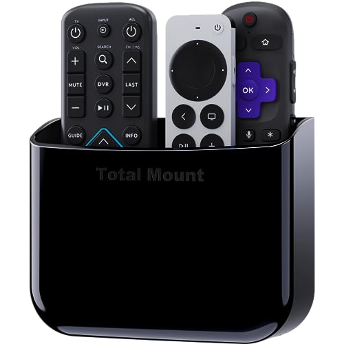 TotalMount Hole-Free Remote Holder – Eliminates Need to Drill Holes in Your Wall (for 2 or 3 Remote Controls – Black – Quantity 1) - Image 1