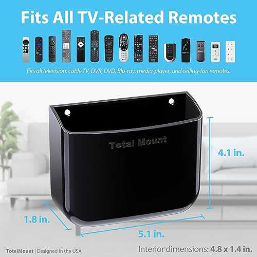 TotalMount Hole-Free Remote Holder – Eliminates Need to Drill Holes in Your Wall (for 2 or 3 Remote Controls – Black – Quantity 1) - Image 3