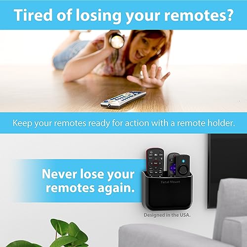 TotalMount Hole-Free Remote Holder – Eliminates Need to Drill Holes in Your Wall (for 2 or 3 Remote Controls – Black – Quantity 1) - Image 2