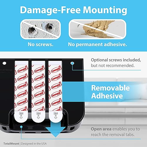 TotalMount Hole-Free Remote Holder – Eliminates Need to Drill Holes in Your Wall (for 2 or 3 Remote Controls – Black – Quantity 1) - Image 4