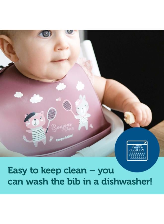 كانبول بيبز مريلة سيليكون مع جيب صباح الخير باريس أحمر داكن - Image 5