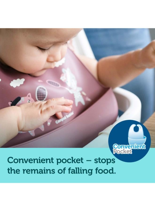 كانبول بيبز مريلة سيليكون مع جيب صباح الخير باريس أحمر داكن - Image 3