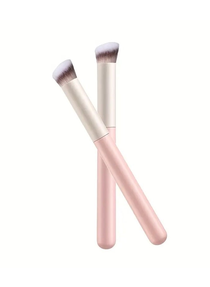 ORiTi 1Pc Pink Concealer Brush Uner eye Mini Angled Flat Top Nose Contour Brush For Concealing Blending Setting Buffing with Powder Liquid Cream Cosmetic Pro Small Makeup Foundation Brushes  - Image 1