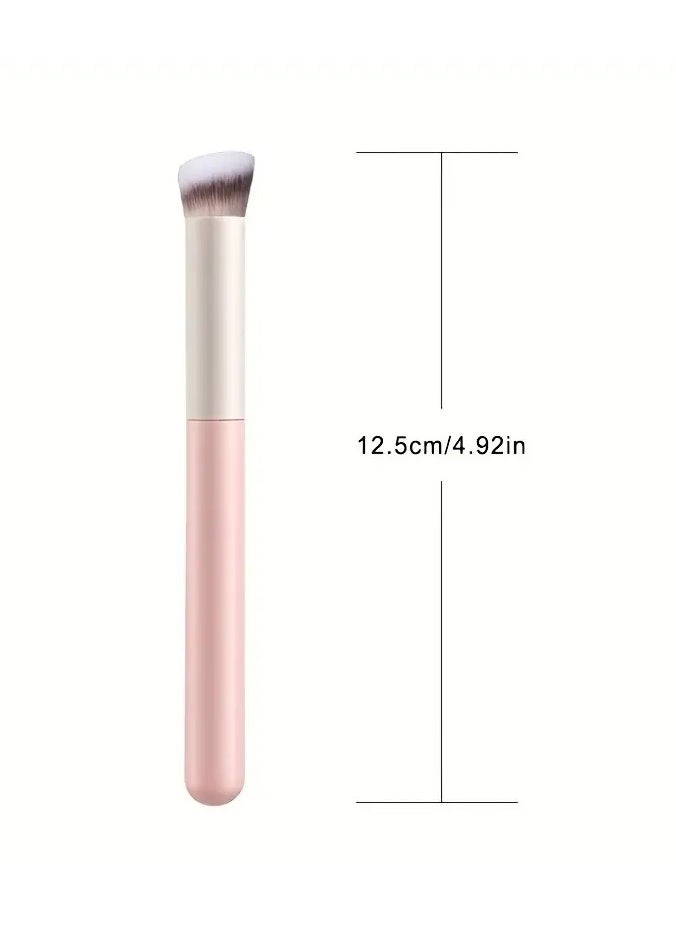 ORiTi 1Pc Pink Concealer Brush Uner eye Mini Angled Flat Top Nose Contour Brush For Concealing Blending Setting Buffing with Powder Liquid Cream Cosmetic Pro Small Makeup Foundation Brushes  - Image 4