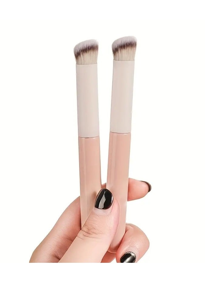 ORiTi 1Pc Pink Concealer Brush Uner eye Mini Angled Flat Top Nose Contour Brush For Concealing Blending Setting Buffing with Powder Liquid Cream Cosmetic Pro Small Makeup Foundation Brushes  - Image 5