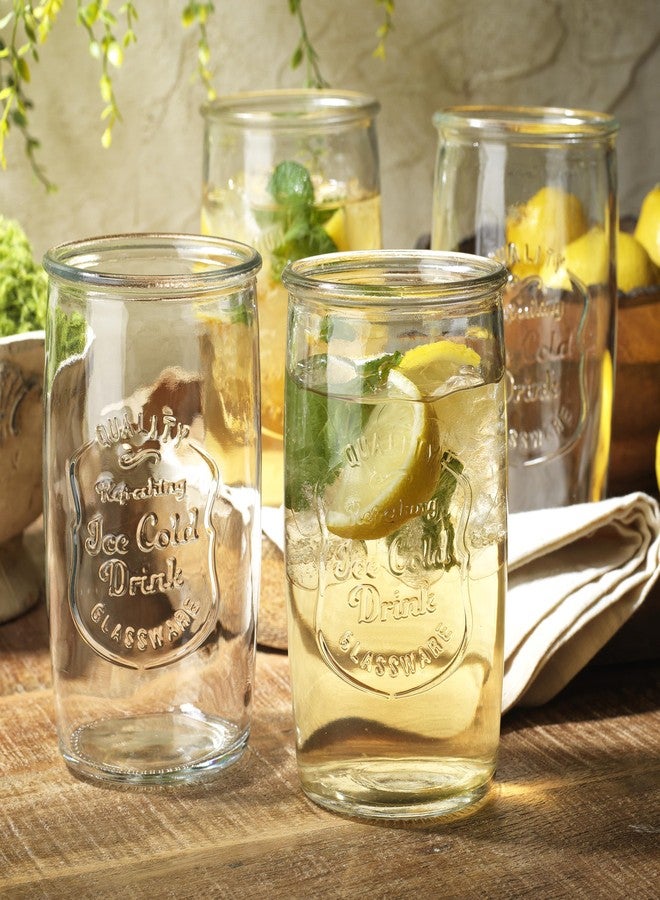 Glaver's Set of 8 Highball Glass Cups 20 OZ Stemless Tall Drinking Glasses For Everyday Use, Vintage Ice Cold Logo Tumbler Glassware for Bar, Juice, Cocktails, Beer, Water glasses. - Image 4