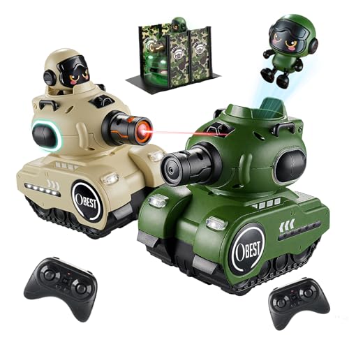 OBEST 2 Pack Remote Control Battle Tanks RC Battle Tanks with Infrared System Hobby RC Cars RC Tank that Shoots with HP Station Military Army Toys Christmas Birthday Gifts for 612 Year Old Boys Girls - Image 1