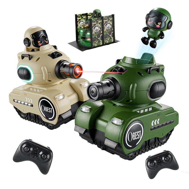 OBEST 2 Pack Remote Control Battle Tanks RC Battle Tanks with Infrared System Hobby RC Cars RC Tank that Shoots with HP Station Military Army Toys Christmas Birthday Gifts for 612 Year Old Boys Girls - Image 3