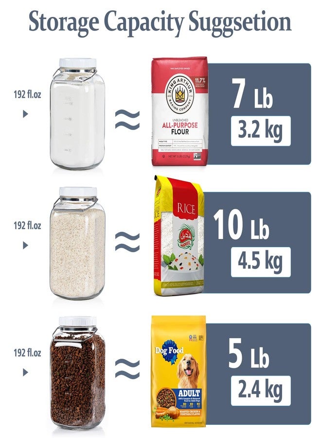 Folinstall 2 Pack 1.5 Gallon Glass Jar with Lid Wide Mouth, Large Mason Jar with Airtight Screw Lid and Handle, Clear Glass Storage Containers with 2 Scale Mark for Flour, Cookie, Candy, Kombucha and Fermention - Image 4