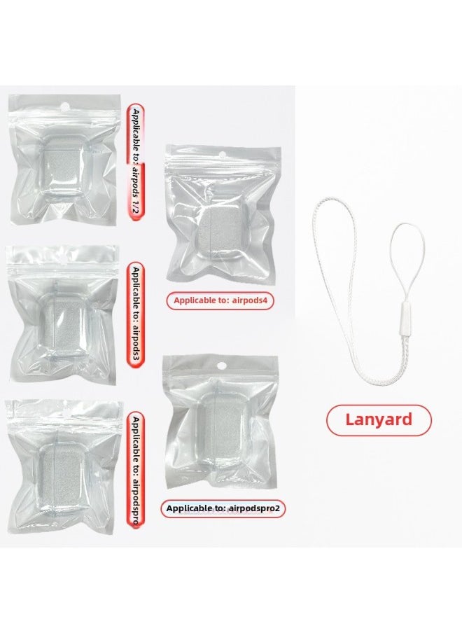 Generic - Tpu Transparent Earphone Set Material For Apple Bluetooth Headset Pro2 Generation Airpods Bluetooth Headset Protective Cover-Color:TPU Soft Shell + Pearlescent Bag + Lanyard-Applicable Model:Airpods (pro2--with Ear Hooks) Fifth Generation - Image 1