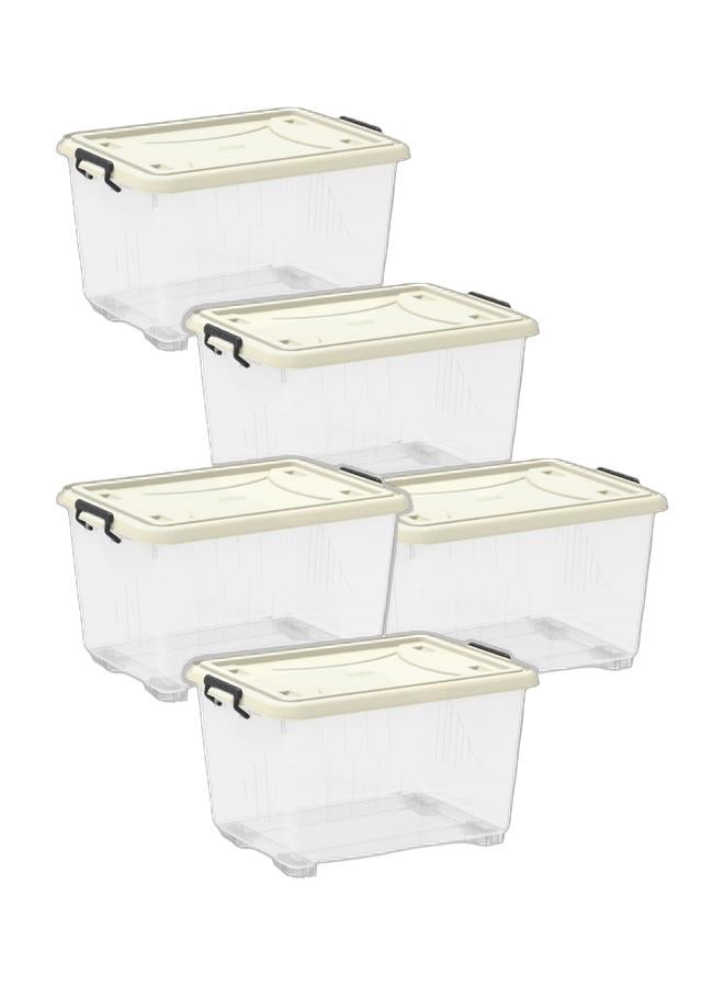 Cosmoplast 22L Clear Plastic Storage Box with Wheels & Lockable Lid (Pack of 5)  - Image 1