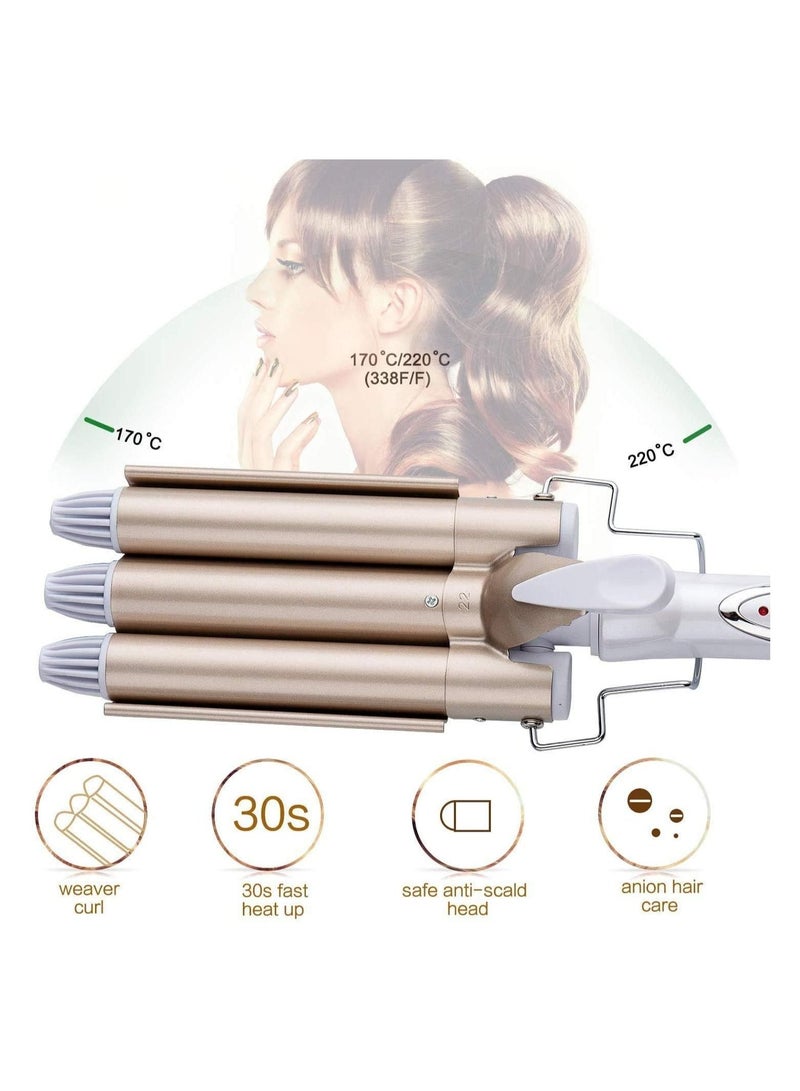 Electric Ceramic 3 Barrel Big Wave Professional Hair Curling Iron Styling Tools - Image 4