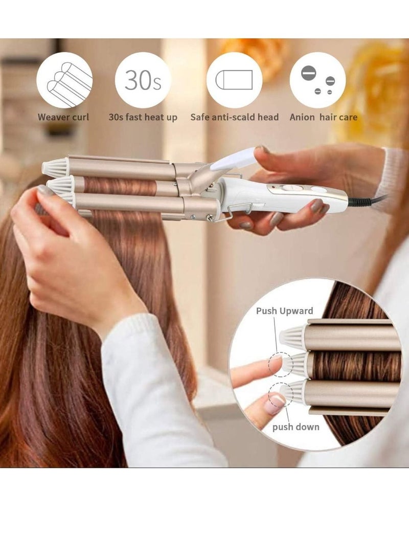 Electric Ceramic 3 Barrel Big Wave Professional Hair Curling Iron Styling Tools - Image 2