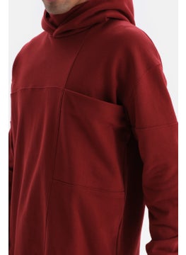 dagi Claret Red Pocket Detailed Hooded Sweatshirt  - Image 4