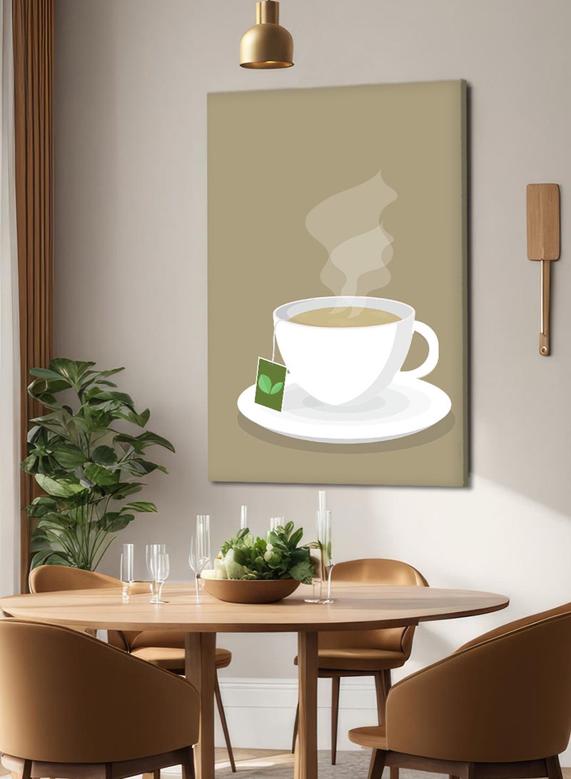 LOWHA Canvas Wall Art Stretched Over Wooden Frame with Hot Tea Painting - Image 1