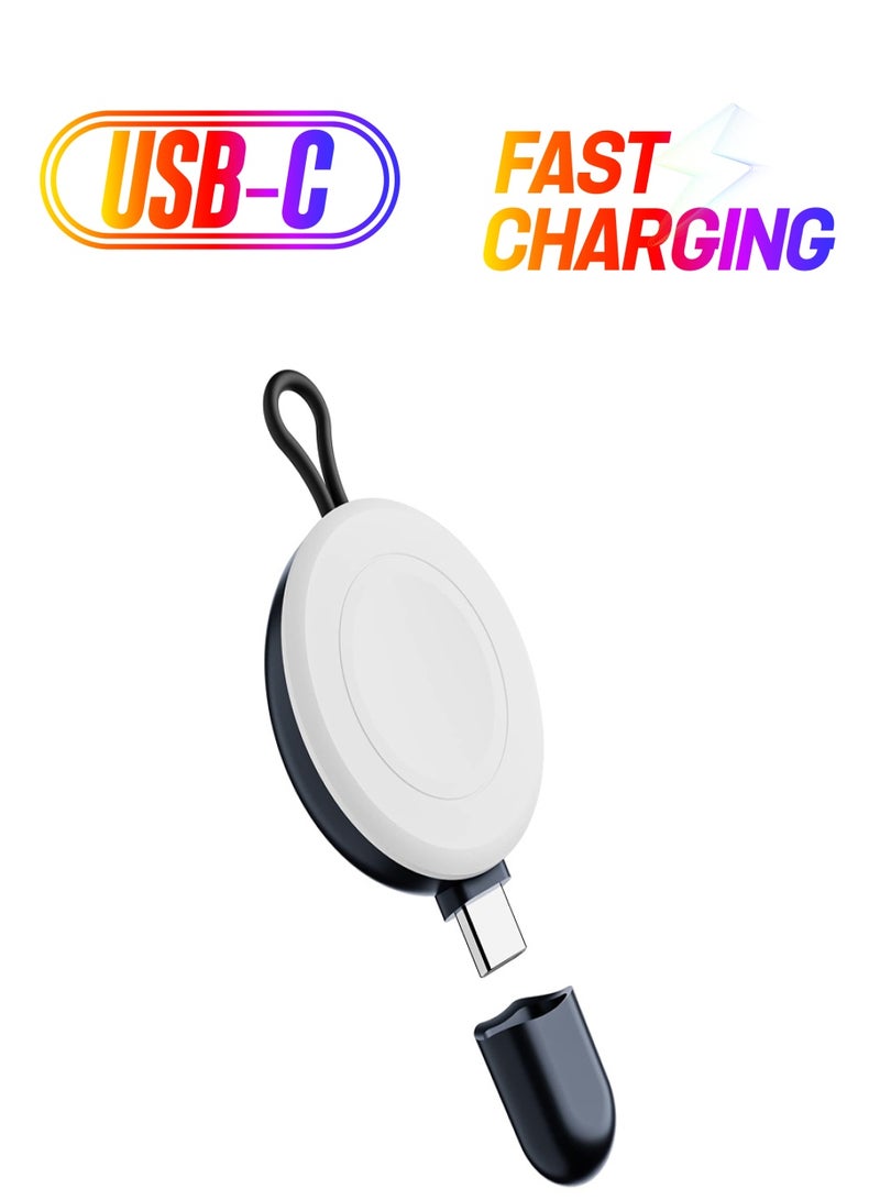 Excefore USB-C Charger for Apple Watch Portable Wireless Magnetic Fast Charging Compatible with Apple iWatch Ultra/Series 8/7/6/5/4/3/SE Travel Pod Charger Cordless Travel Charger Keychain - Image 1