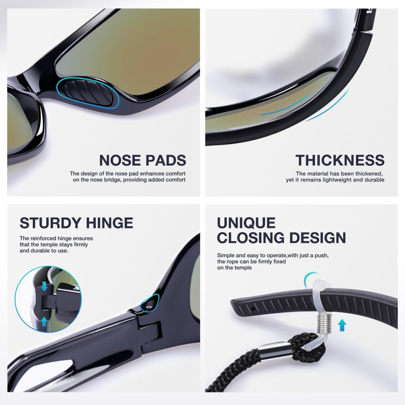RIVBOS Polarized Sports Sunglasses Driving Sunglasses Shades for Men Women Tr90 Frame for Cycling Fishing Running RB831 - Image 4