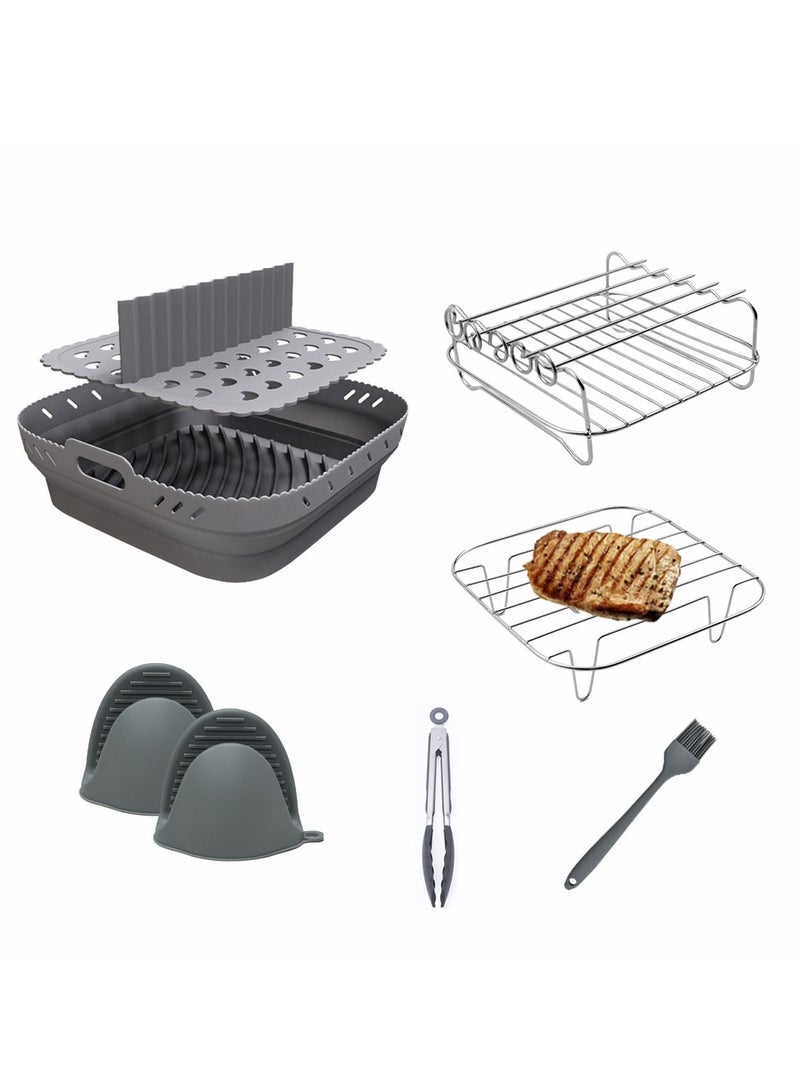 general Square air fryer, grill, steaming rack, 304 stainless steel with foldable silicone baking tray